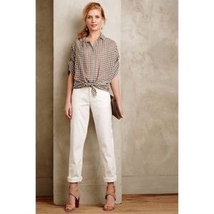 Anthropologie Classic White Relaxed Chinos